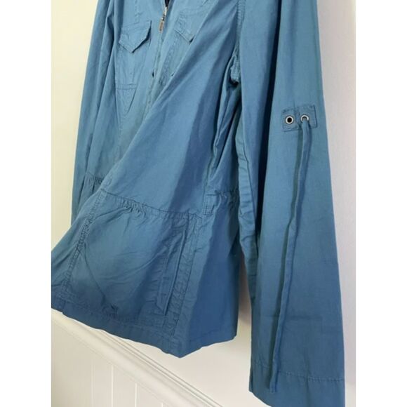 CAbi Women Cargo Utility Blue Fly Away Jacket Cotton Size Large F15 - Picture 9 of 10